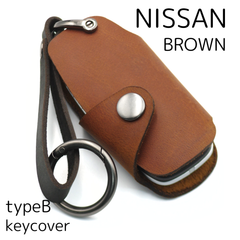 [NONINA] ニッサン キーケース （茶用ページ）キーカバー オイルレザー for NISSAN 日産 スマートキーケース 新型 セレナ エクストレイル アリア サクラ C28 T33