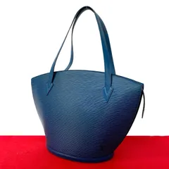 極 美品 LOUIS VUITTON ルイヴィトン ヴィンテージ サンジャック ショッピング エピ レザー 本革 トートバッグ トレドブルー 457-3