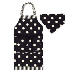 COLORFUL CANDY STYLE 子供用 キッズエプロン 女の子 三角巾 セット 小学生 着脱簡単 100ー120 polka dot large(twill・black)×narrow stripe(twill・black) N1249340 0