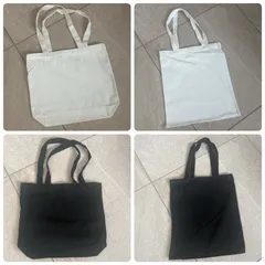【新品】トートバッグ　キャンバス　無地　大容量　厚手　丈夫　推し活　A4対応 エコバッグ 大きめ おしゃれ カジュアル かわいい 丈夫 通勤 通学   ブラック/ホワイト　近日値上げ予定