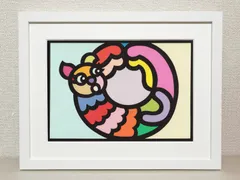 A4サイズ #180-1 “Cat Alphabet - O” 2025 Original art work on paper cutting with collage by CHOP POP ◆日本製UVカットアクリルフレーム付き◆ Pop Art