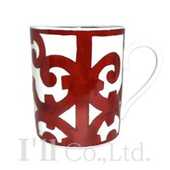 【未使用品】HERMES　エルメス　ガダルキヴィール　マグカップ　300ml 　011031P　陶器　ホワイト　レッド　インテリア食器　西洋食器　テーブルウェア　コーヒーカップ　ティーカップ　コップ【中古】【74890】