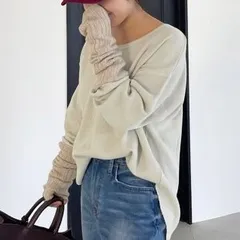 SLOBE IENA Uネックワッフルプルオーバー