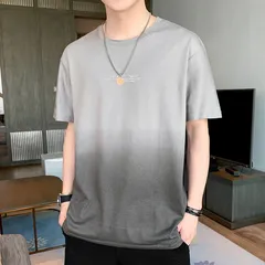 メンズTシャツ半袖トップス（グレーXLサイズ）春夏シンプルプリント洋服055