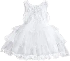 Banane D'or 女の子 チュールスカート ワンピース ドレス プリンセス お姫様 ノースリーブ( ホワイト,  120)