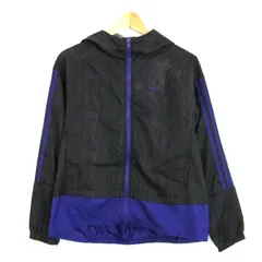 アディダス ブルゾン ジャケット アウター パーカー ネオレーベル スポーツウエア レディース Lサイズ 黒×紫 adidas 【中古】