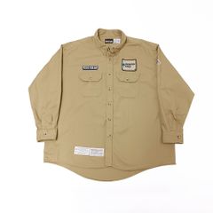 Bulwark ブルワーク 長袖 ワークシャツ 企業ロゴ ワッペン ベージュ XXL