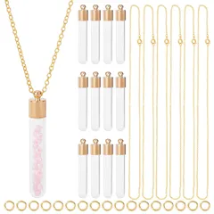 【人気商品】SUNNYCLUE　1箱12本　小瓶　ネックレス　チャーム　金色　ガラス　開く　透明　ミニ　ボトル　ガラス小瓶　ミニチュアボトル　カラフル　ガラス瓶　コルクビン　容器　ブレスレット　可愛い　装飾品　インテリア　ジャンプリンク　小物入れ　ネックレス