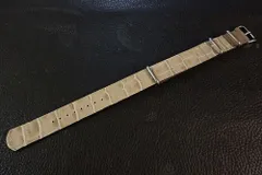 ◆Leather NATO G10Strap◆高品質国産本革クロコ型押しカーフ モカグレー カスタムオーダー(ラグ幅/BUCKLE COLOR) 日本製 受注生産(納期10日前後) 腕時計ベルト