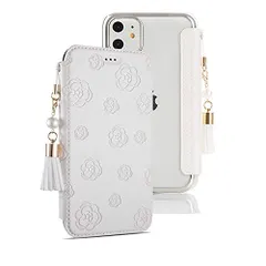 【迅速発送】iPhone14 手帳型ケース おしゃれ マグネット無し 花柄 和柄 6.1インチ対応 エンボス工芸 iPhone14 カバーケース シンプル 使いやすい 真珠タッセル付き スマートフォン携帯カバー 化粧鏡付き おしゃれケース アイフォン14 スト