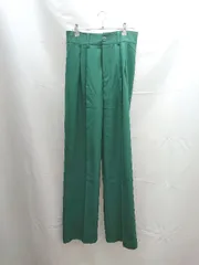 ◇ me+em select ミームセレクト 2タック 無地 スラックス サイズL グリーン レディース E  【1303020010158】