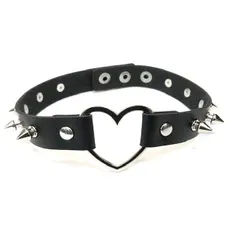 ネックレス oz-TXXQ04 PUレザー チョーカー 地雷系 パンク ゴシック ゴスロリ系 ハート＆スタッズ アクセ