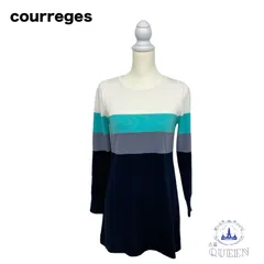 【訳アリ】 Courreges クレージュ トップス チュニック 長袖 オーバルネック フレア カラー切り替え ニット レディース ホワイト グリーン グレー ブラック 38 日本製 f-13 送料無料 古着のサムネイル