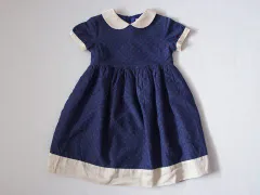 銀座サエグサ sayegusa アウトレット 子供服 女の子 100cm 半袖 ワンピース 紺 水玉 茶色 春 夏 ★3 ガールズ 女児 キッズ 【中古】 ユーズド リサイクル こども