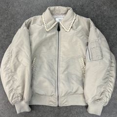 美品 nlko and ... ニコアンド ハマグリステッチ MA-1 フライトジャケット ブルゾン 中綿 グレー レディース 116219