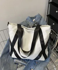 キャンバス トートバッグ a4 大容量 鞄 2way ショルダーバッグ ファスナー付き 大きめ バッグ 韓国 斜め掛け 使いやすい 肩掛け カバン マザーズバッグ 帆布 通勤 通学 pc タブレット収納可能 ビジネスカジュアル マチ広 TZM-303