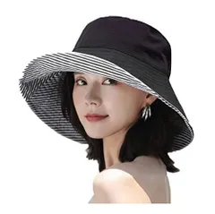 ブラック_Free Size UVカット 帽子 ハット レディース 日よけ帽子 紫外線対策 2way 両面使えるワイヤーを加える 日焼け防止 熱中症予防 折りたたみ つば広 軽量 おしゃれ 可愛い 婦人用 ハット 旅行用 日よけ 日射し ブラック
