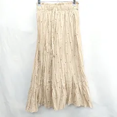 ◇ Θ MAJESTIC LEGON ドット柄 ウエストゴム 膝下丈 フレア スカート サイズM ベージュ ブラック レディース E  【1502180012358】