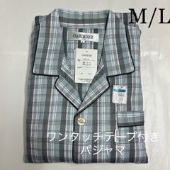 メンズ綿100％スムースワンタッチパジャマ　B019-02　グレー　M／L　紳士パジャマ
