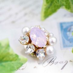 【pearls ＆ crystals】パール＆クリスタル・ブローチ(5)ro［クリスタル／コットンパール／淡水パール］