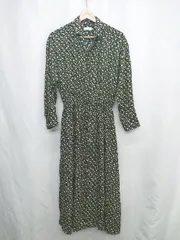 ◇ ⊂ LOWRYS FARM ローリーズファーム 花柄 長袖 ロング ワンピース サイズM ブラック レディース E  【1502030014594】