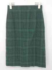 ◇ ROPE' ロペ チェック スリット 膝下丈 ナロー スカート サイズ36 グリーン ブラック系 レディース P  【中古】 【1211230010656】