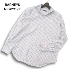BARNEYS NEWYORK バーニーズ ニューヨーク イタリア製生地★ 長袖 ホリゾンタルカラー チェック シャツ Sz.XL メンズのサムネイル