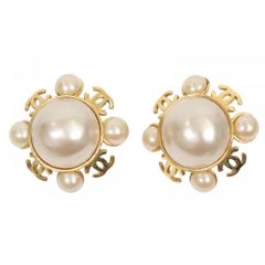 シャネル イヤリング レディース ココマーク　ココ サークル アクセサリー ヴィンテージ CHANEL GP  フェイクパール   2　5 ゴールド 約42.1g 1990年【中古品】