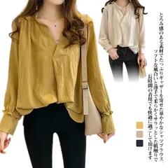 送料無料 シャツ レディース 長袖 ゆったり リネン ブラウス Vネック 綿 体型カバー トップス レディース ブラウス シャツ オフィスカジュアル 春コーデ 上品 きれいめ 通勤 ミセス 50代 4#yz1093