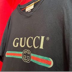 GUCCI / ロゴ刺繍/シェリーライン/Tシャツ/M/コットン/ブラック/190220.X3228/色褪せ有 極美品】☆ GUCCI グッチ ロゴTシャツ GG M サイズ コットン ブラック