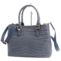 美品 レザージュエルズ LEATHER JEWELS COCCOLUX バッグ 2wayバッグ ハンドバッグ ショルダーバッグ クロコ型押し カーフレザー カバン レディース ブルー