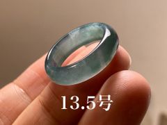 L11-147 氷種 深藍 13.5号 天然グアテマラ産 A貨 本翡翠 くりぬき リング