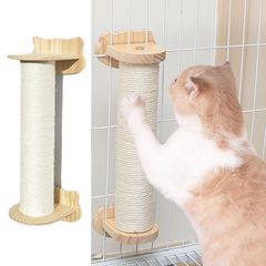 爪とぎ 猫 ケージ用 歯磨き 猫遊び 天然麻縄 天然木 スクラッチポール 縦置横置 頑丈 ストレス解消 運動不足解消 肥満対策 省スペース プレゼント 30cm