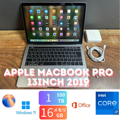 「最上位美品」Apple MacBook PRO Retina 13inch 2019/CPUi7 2.8GHZ/16GB/SSD1TB/Windows11/office2024/CJ306