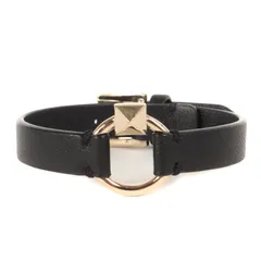 VALENTINO ヴァレンティノ メタル ピラミッド スタッズ レザー コンビ ブレスレット ブラック ゴールド 黒 イタリア製 アクセサリー ジュエリー ブランドのサムネイル
