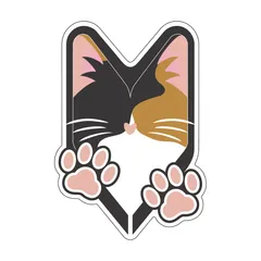 三毛猫 初心者マーク っぽい ステッカー 交通安全 安全運転 免許 シール ペーパードライバー 注意 おもしろステッカー 安全運転 シール 車 おしゃれ 防水 ワンポイント 注意喚起 猫 ねこ かわいい 可愛い ネコ 猫ステッカー 猫グッズ 猫用品 猫シール