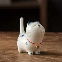 猫 磁器 テーブルトップ 装飾品 手作り製品 手描き 家庭用インテリア 猫 家具 インテリア小物 置物