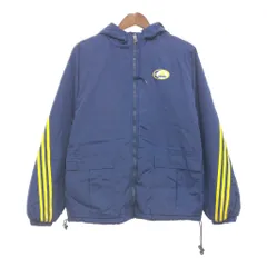 90年代 adidas アディダス リバーシブル ナイロン パーカー ジャケット アウター スポーツ ネイビー (メンズ M) 中古 古着 P9485
