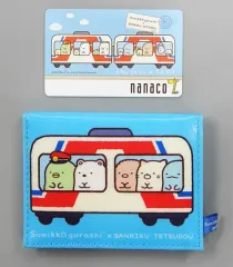 【中古】収納・携帯用アイテム 集合(ブルー) オリジナルnanacoカード付きコイン＆パスケース 「三陸鉄道×すみっコぐらし」