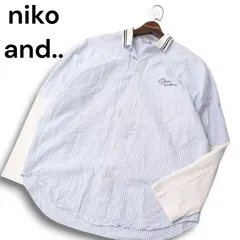 niko and... ニコアンド 通年 刺繍★ 長袖 ストライプ レイヤード風 ビッグシルエット シャツ Sz.M メンズ