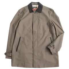 未使用品●Loro Piana ロロピアーナ STORM SYSTEM/ストームシステム シルク混 レザー使い ステンカラー カシミヤコート ブラウン 50 伊製のサムネイル