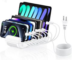 65W USB充電ステーション 8ポート 【Type-c *4 USB-A *4】スマホ充電スタンド「PD 30W+QC3.0急速充電」ChrisPow スマホ複数台同時充電 収納スタンド usbコンセント  タイプＣ急速充電器 PSE認証済  (ホワイト)