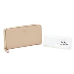 【Aランク】 コーチ COACH アコーディオン ウォレット パテント レザー シグネチャー デボスド 型押し F54805 長財布 ラウンドファスナー ロングウォレット レディース ベージュ 美品 中古 mbb04003 コーチ COACH アコーディオン ウォレット パテント レザー