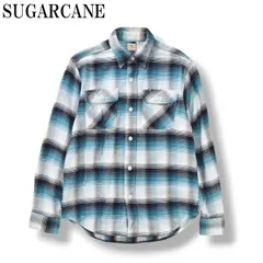 【人気】 シュガーケーン SUGARCANE  東洋エンタープライズ 長袖 オンブレチェック柄 ワークシャツ ネルシャツ アメカジ ミリタリー ワーク トップス M ターコイズブルー系 メンズ