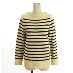 ユリパーク YURI+PARK ボーダー ニット セーター バックリボン ウール アイボリー