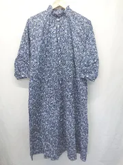 ◇ Θ SM2 サマンサ モスモス 花柄 長袖 膝下丈 ワンピース サイズF ネイビー系 レディース E  【1507160004101】