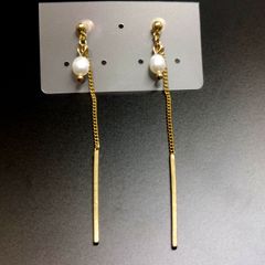 (5)パールチェーンピアス 高級感あり 大人綺麗