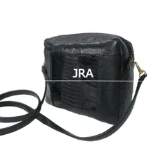 JRA認定 オーストリッチ クロコダイル カイマンレザー ショルダーバッグ サコッシュ ポシェット ブラック レディース 古着 中古