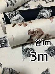 計3m 各1mずつ　猫柄　オックス生地　ハギレ　生地