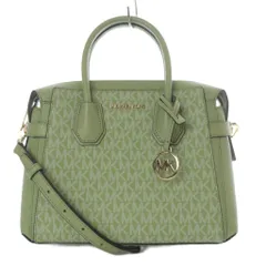 マイケルコース MICHAEL KORS 24年 MERCER トップジップ ベルテッド サッチェル スモール MKシグネチャー ハンドバッグ ショルダーバッグ 2way グリーン /YO20